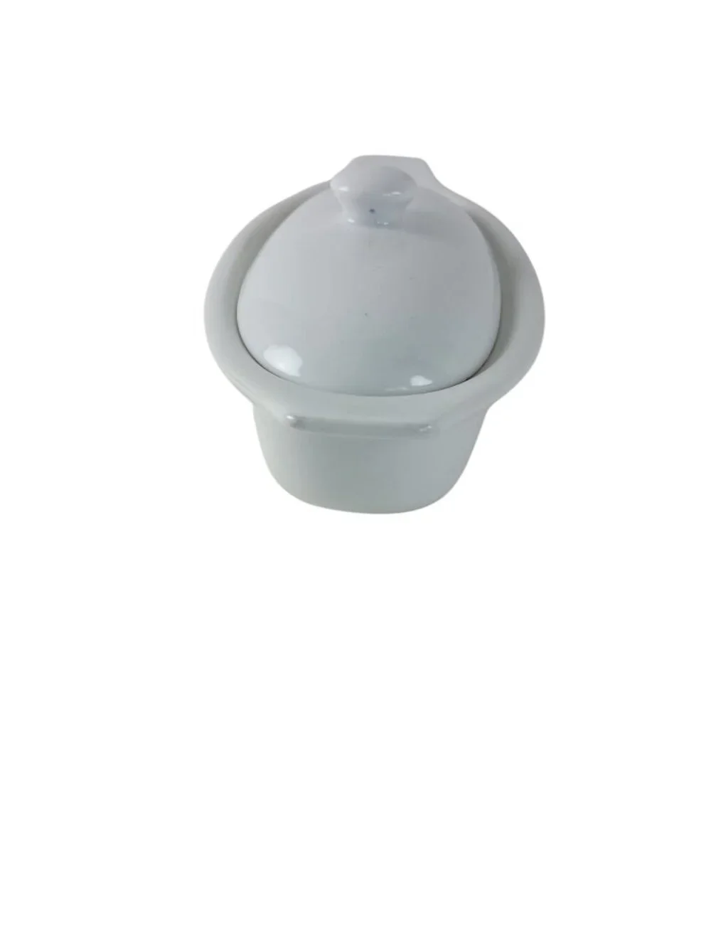 White Porcelain Oval Boat Butter Dish With Lid 8.5